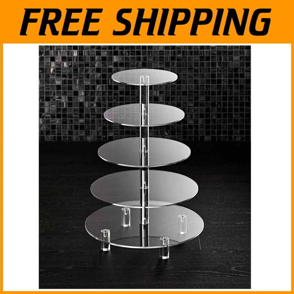 Hayley Cherie 5-tier Round Cupcake Stand - Acrylic Tiered Cake Dessert or Tower