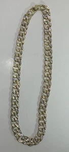 Cuban Link Cubic Zirconia 11” Bling Statement Necklace Hip Hop Gold Tone - Picture 1 of 8
