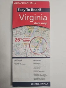 Virginia State Road Map Easy To Read Rand McNally 2011 Index Points Of Interests - Picture 1 of 6