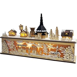 LED Schwibbogen, Weihnachtsdeko, Winterlandschaft, Holz, batteriebetrieben, 4... - Bild 1 von 10