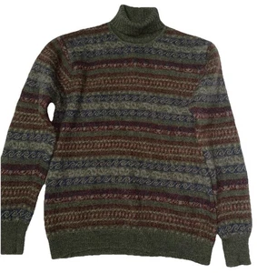 Vintage 90er Eddie Bauer Fair Isle Pullover Medium Core blau grau rot Wolle Alpaka - Bild 1 von 6