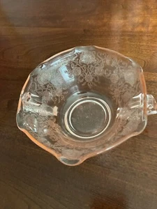 VINTAGE DEPRESSION GLASS PINK FLORENTINE #1 RUFFLED CREAM SOUP / NUT BOWL EUC - Picture 1 of 10