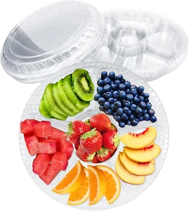 12 Pack Plastic Appetizer Trays with Lids,Disposable Compartment Serving Platter - Picture 1 of 7