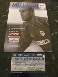 MillwallV Leicester City 14. August 2004 Programm/Ticket signiert Andy Townsend - Bild 1 von 1