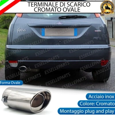 TERMINALE DI SCARICO PER MARMITTA FINALINO CROMATO FORD FOCUS MK1 INOX OVALE - Immagine 1 di 4