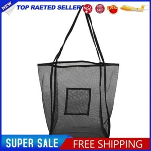 Women Mesh Beach Shoulder Bag Big Capacity Sports Fitness Handbags (Black) - Picture 1 of 3