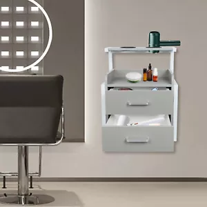 Salon Wall Cabinet 2 Drawers Wall Mounted Salon Storage Cabinet for Barber Store - Picture 1 of 15