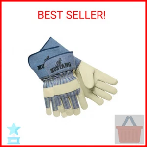 MCR Safety 1935L Mustang Grain Full Cowhide Leather Premium Grade Palm Gloves wi - Picture 1 of 1