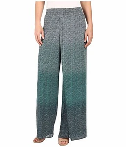 $158 NWT NIC + ZOE SzS OMBRE DOTS ASYMMETRICAL PLEAT WIDE-LEG CHIFFON PANTS MULT - Picture 1 of 6