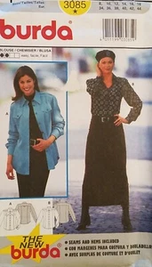 Burda pattern 3085 sizes 8 to 18. Ladies blouse in 2 designs. - Picture 1 of 2
