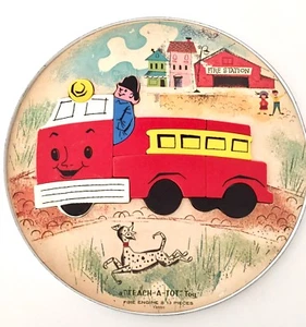 Teach A Tot Spielzeug Feuerwehr 13 Stück Kinder Puzzle Kunststoff Magnet Metall rund - Bild 1 von 9