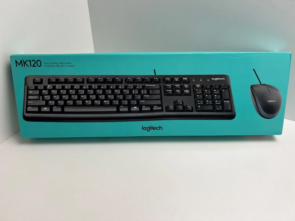 (2) Logitech MK120 Wired USB Keyboard and Mouse, Black (920-002565) Brand New - Image 1 of 1
