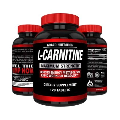 L-Carnitina 1000mg Porciones 120 Comprimidos Carnitina Aminoácido Arazo Nutrition EE. UU. Foto 1 de 4
