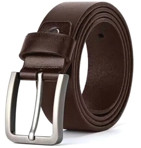 ✅Echt Büffel Gürtel Herren Damen Massiv Schnalle Leder Gürtel Schwarz Braun 4 cm - Bild 1 von 11