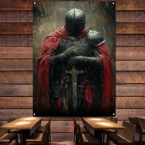 Vintage Crusaders Flag Medieval Knights Templar Wall Hanging Art Poster Decor 2 - Imagen 1 de 5