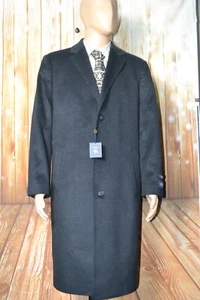 Hart Schaffner Marx Men's Wool Cashmere Black 3 Front Button Overcoat Sz 40R - Picture 1 of 15