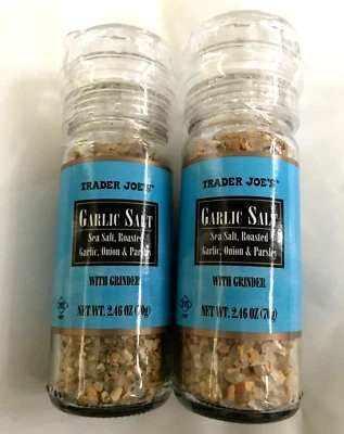 2 Pack TRADER JOE'S Garlic Salt  w/Grinder 2.46 oz each - Image 1 of 4