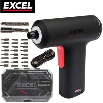 EXCEL 24PCS Set Cordless Drill Electric Screwdriver Drill Driver Bits Rechargeable Kit
