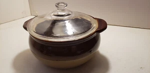 Monmouth Pottery Crock Bowl Lid - Antique Stoneware Bean Pot USA  - Picture 1 of 7