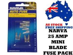 Narva 52725BL 25 AMP MINI Blade Fuse Pack - Car Amplifiers, Auto Electrical - Imagen 1 de 1