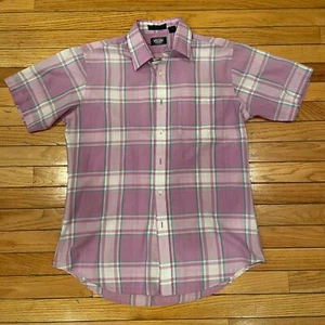 Knightsbridge Men’s Button Down Shirt Short Sleeve Size M Pink White Green Check - Picture 1 of 5