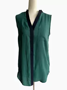Top blusa donna Next verde nero senza maniche scollo a V taglia 8 - Foto 1 di 11