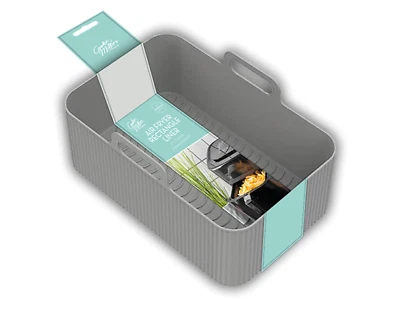 COOKE & MILLER Air Fryer Liner Rechteck Silikon Wiederverwendbar Antihaft 20 x 12 x 7 cm Grau