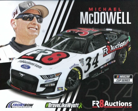 2023 MICHAEL MCDOWELL “FR8AUCTIONS" #34 NASCAR CUP SERIES POSTCARD Cover