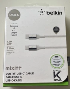 NEW Belkin MixIt DuraTek Kevlar Gold USB-C to C 4' Ft Braided Sync Charge Cable  - Picture 1 of 1