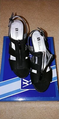 White Mountian Black textured zip Cork wedges size 6 NIB - Image 1 of 4