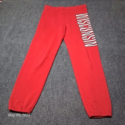 VTG 80s Wisconsin Badgers Sweatpants Men Size Small Red JerZees - Image 1 of 4