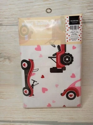 New Rectangle 52x70 JEEP Love Bug Dune Buggy Vinyl Flannel Back Tablecloth Heart - Image 1 of 4