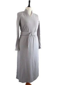 Vintage 1970s Grey Dress Long Sleeve Embroidered Sequin 40s Style Midi Dress 10 - Picture 1 of 13