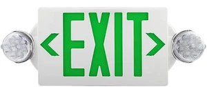 LED Green Exit Sign Emergency Light Adjustable Head Compact Combo UL 924 listed - Picture 1 of 9