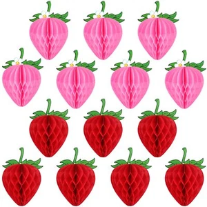 Epakh 14 Pieces 6 Inches Strawberry Honeycomb Strawberry Birthday Party Decor... - Picture 1 of 7