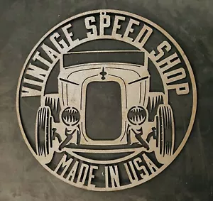 Vintage Speed Shop Hot Rod Laser-cut Metal Sign 16” diameter Street Rod - Picture 1 of 2