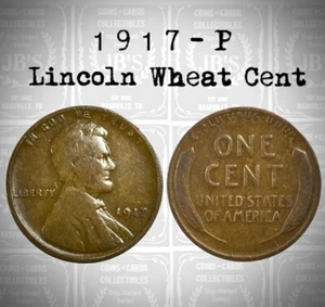 1917 (P) Lincoln Wheat Cent Circulated Good to Very Good  (G/VG) - Picture 1 of 5