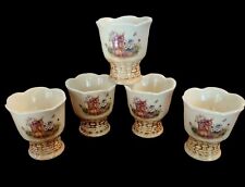 Egg Cups Bunny Rabbit Design Basket Weave Bottom Vintage Collectible Set of 5