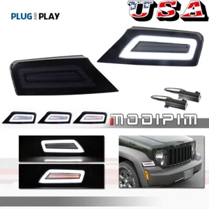 2PCS Smoke Left & Right Corner Lights DRL Turn Signal For Jeep Liberty 2008-2012 - Picture 1 of 12