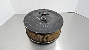 Vintage Edelbrock Air Cleaner Housing Red Chevy Bowtie Rat Rod Old School 9" - Picture 1 of 11