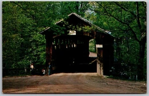 Vtg Smyrna Michigan MI White's Covered Bridge Flat River Ionia County Postcard - Picture 1 of 2