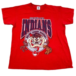 Vintage Cleveland Indians Taz Shirt Youth Boys XL Looney Tunes 90s Cheif Wahoo * - Picture 1 of 11