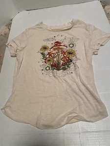 Mushrooms Graphics T-Shirt From No Boundaries Girls Medium (7/9) Boho Natural - Picture 1 of 5