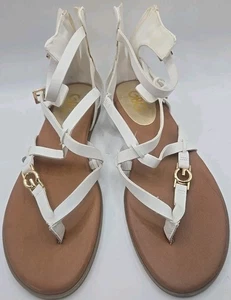 G by Guess Carlyn Gladiator-Sandale runde Spitze Riemen - Damen - weiß Größe 6 1/2 - Bild 1 von 6