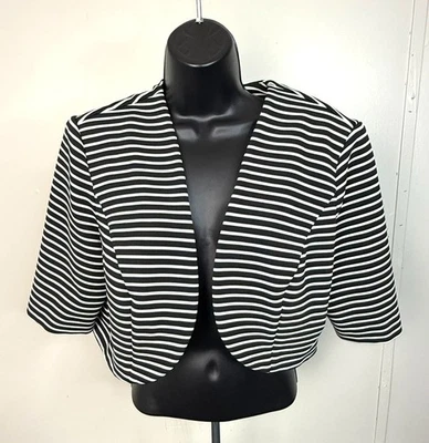 Куртка блейзер Maya Brooke с наплечниками черно-белая в полоску размер 16 - Изображение 1 из 4