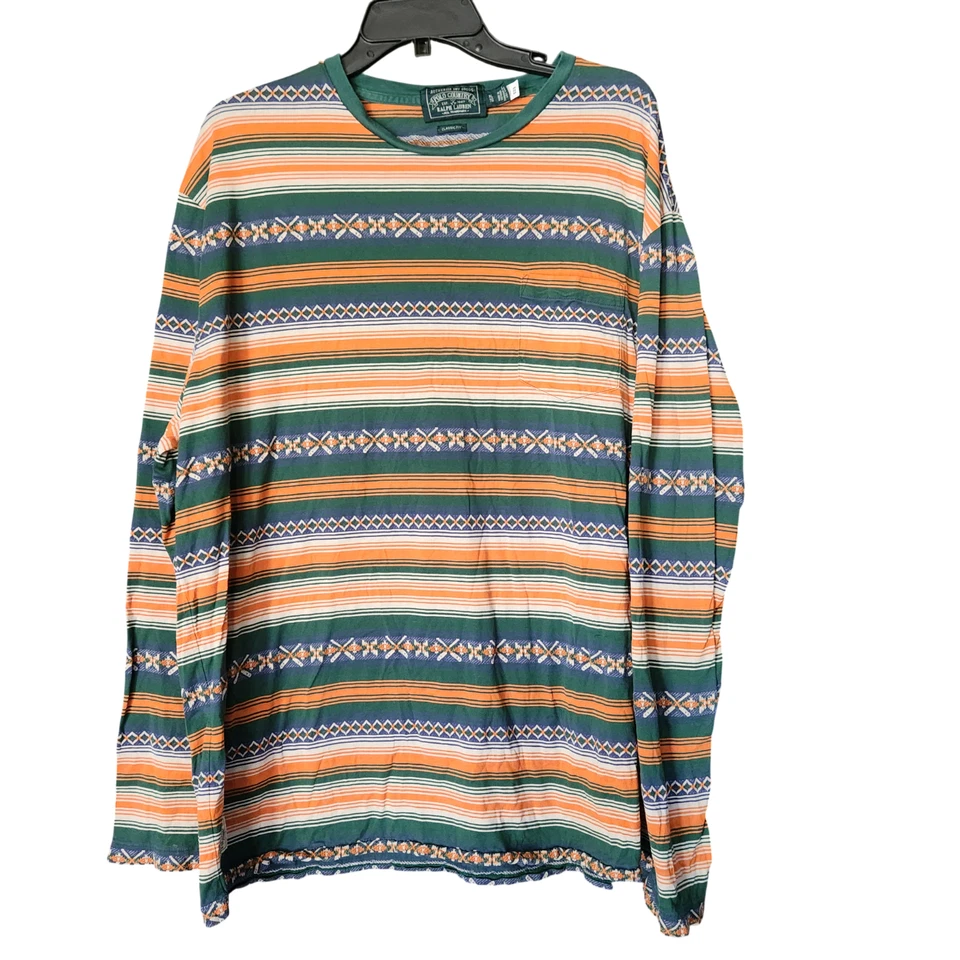 Мужская футболка Polo Country Ralph Lauren размер XL в полоску жаккардовая Southwestern Western - Изображение 1 из 4