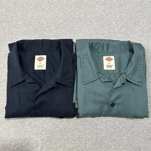 Dickies Lot Of 2 Work Shirts Mens Large Blue Long Sleeve Button Utility Uniform - Picture 1 of 21