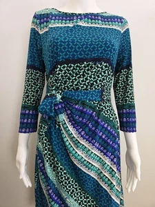 Donna Morgan Faux Wrap Tie Boho Dress Size 8 Tropical Maximalist Statement  - Picture 1 of 18