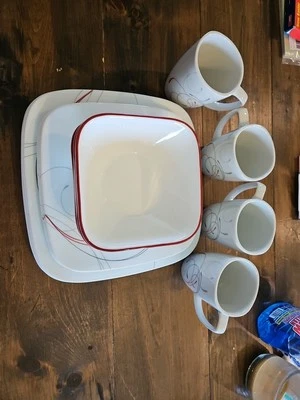 Corelle Splendor,方形,16 件套,餐具套装带马克杯  — 第 1/4 张图片