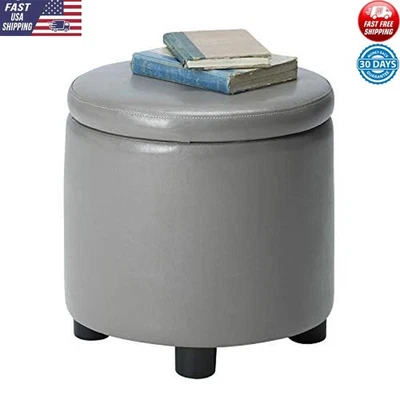 Bandeja otomana de almacenamiento redonda reversible espuma acolchada superior marco de madera maciza nueva Foto 1 de 4